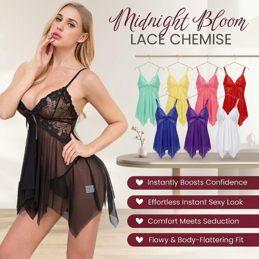 🔥Midnight Bloom Lace Chemise