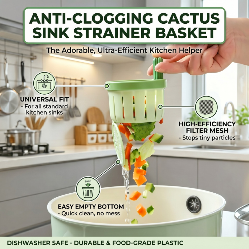 Anti-Clogging Cactus Sink Strainer Basket | Universal Fit & Easy Clean