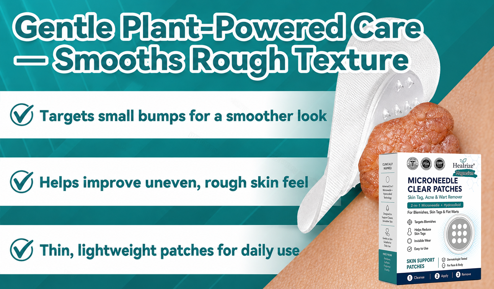 ✅🇺🇸𝐇𝐞𝒂𝒍𝗿𝗶𝙯𝙚®2-in-1 Microneedle & Hydrocolloid Patch🎀| Removes Raised Moles, Acne, Flat Warts & Skin Tags | Helps Improve Wrinkles, Scars & Blemishes | Invisible Patches for Face & Body